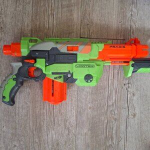 Nerf Praxis Vortex Green lime and orange mixed colors